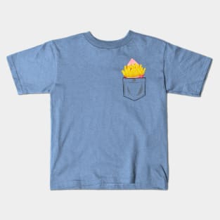 French Fries Patch Pocket Watercolor Graphic Kids T-Shirt